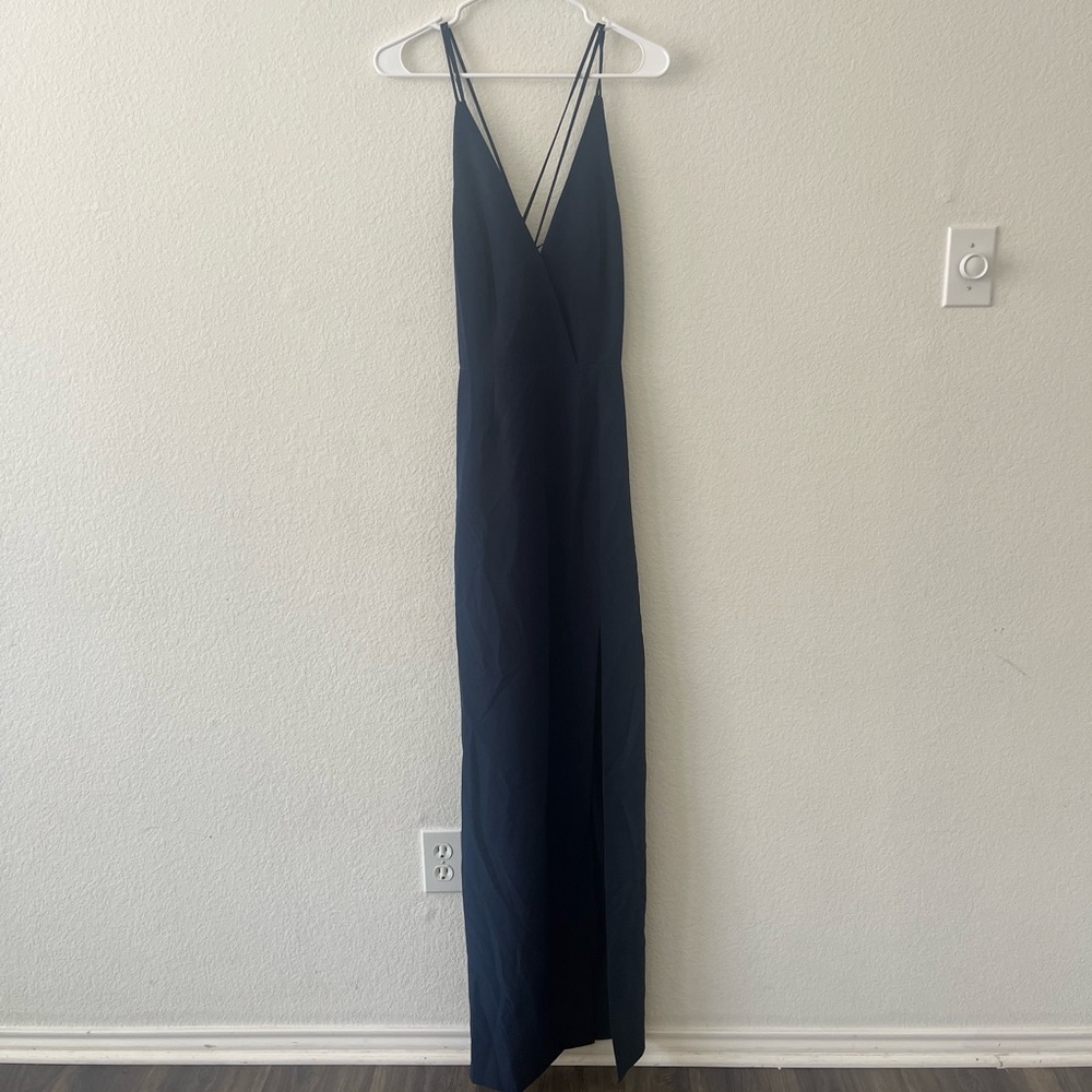 NWT Wayf Navy Blue Scrappy Hayden Dress Size Small Maxi Slit‎ - Picture 5 of 10
